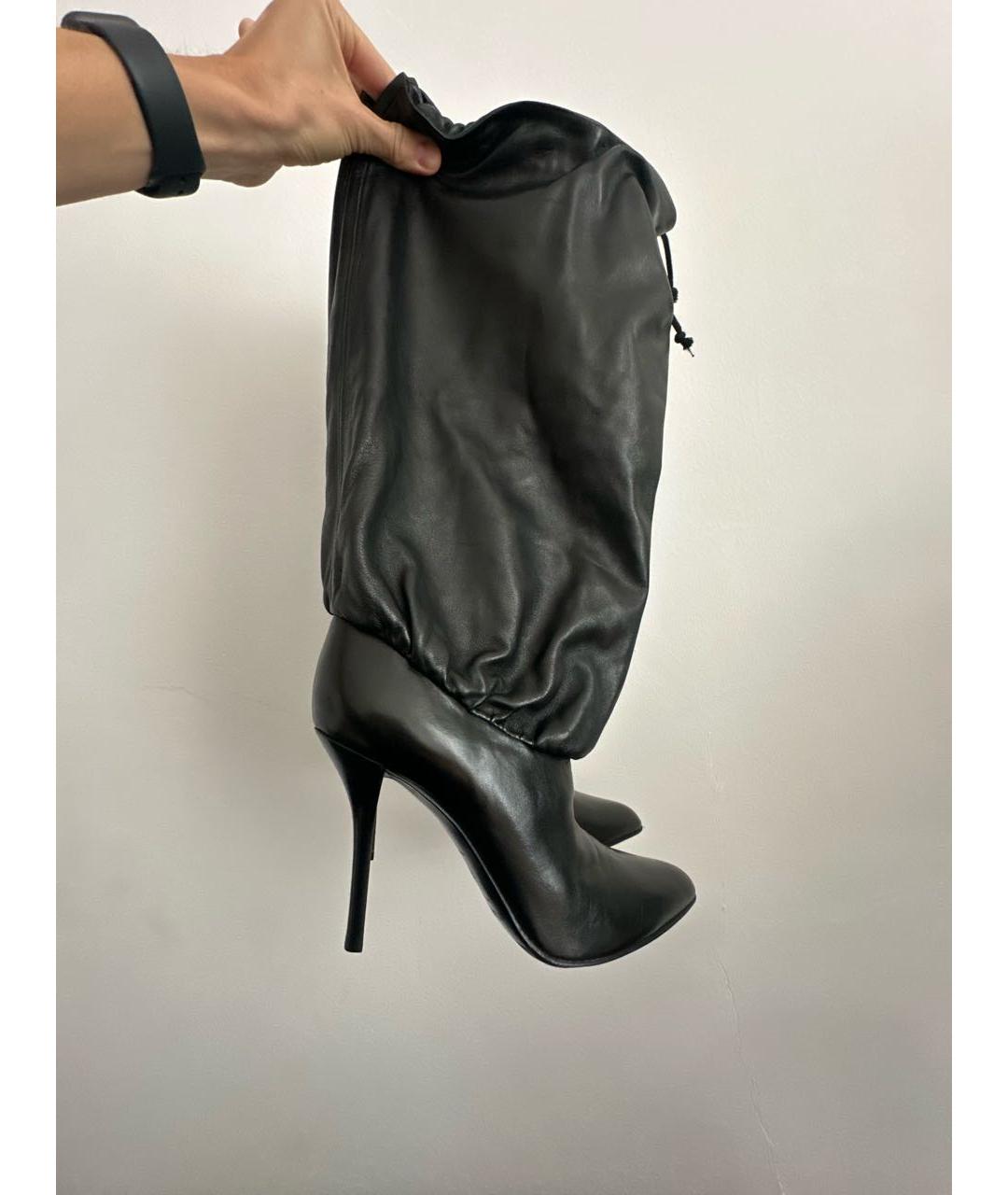 HELMUT LANG Черные кожаные сапоги, фото 5