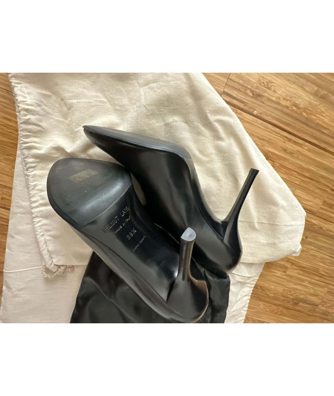 HELMUT LANG Черные кожаные сапоги, фото 6