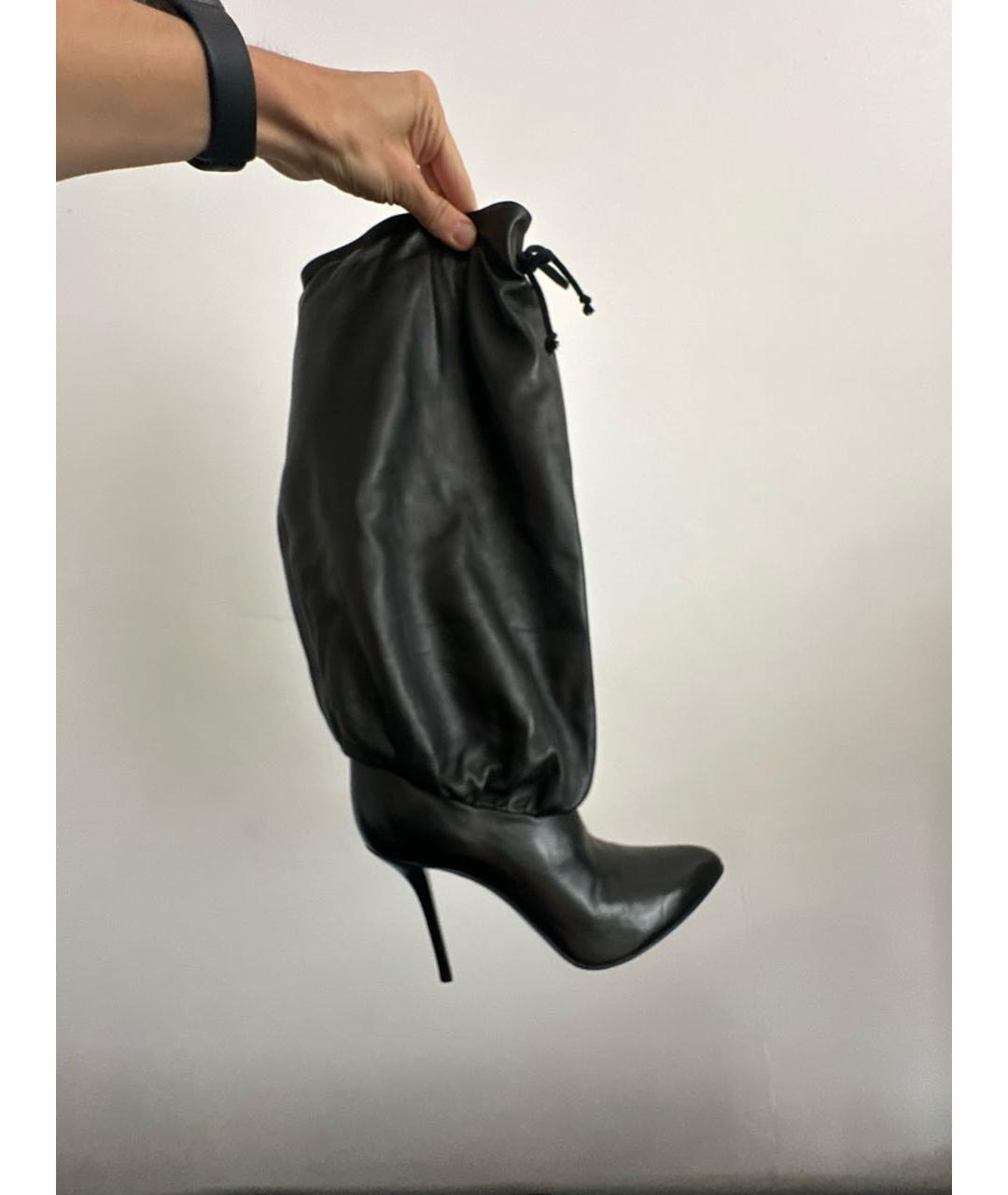 HELMUT LANG Черные кожаные сапоги, фото 7