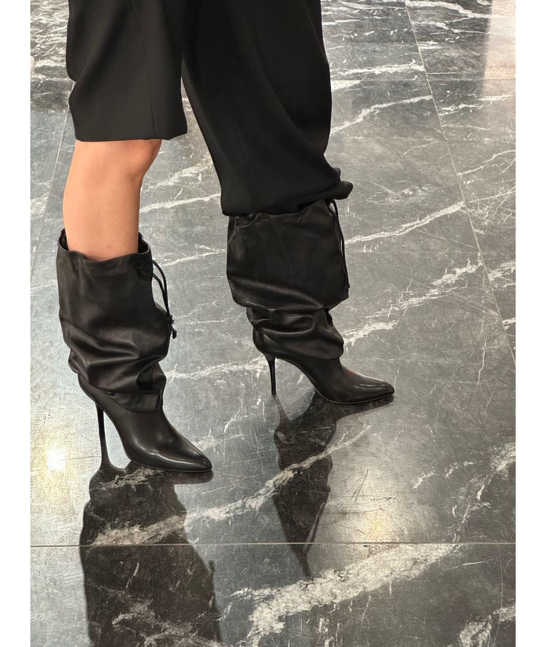 HELMUT LANG Черные кожаные сапоги, фото 8