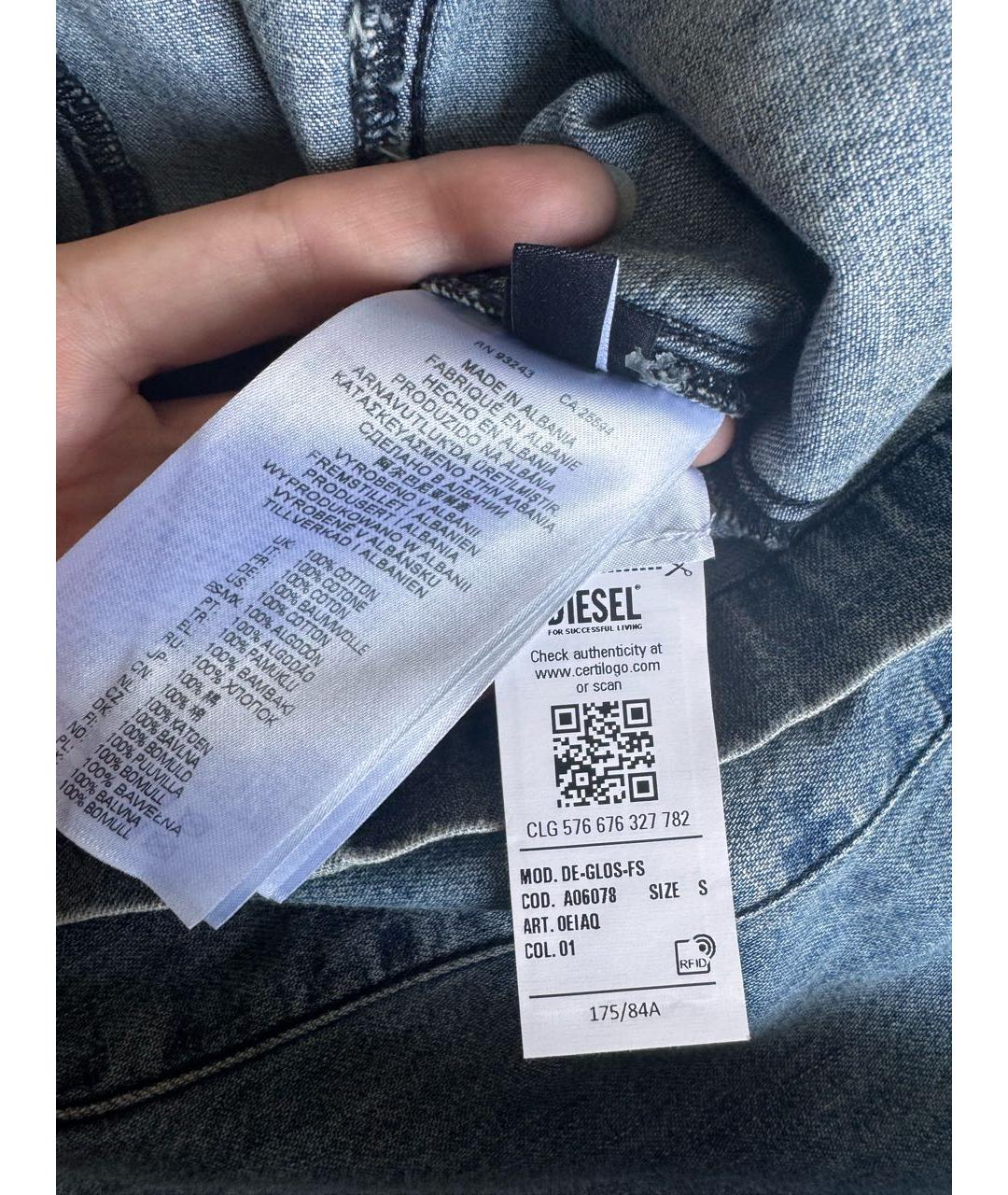 DIESEL Голубое хлопковое повседневное платье, фото 7