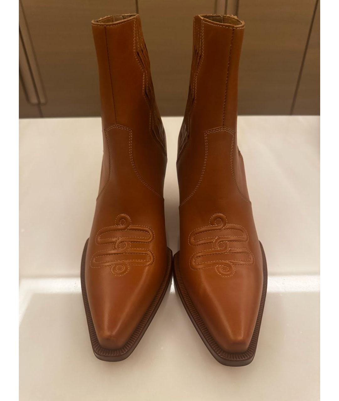 HERMES Бежевые кожаные ботильоны, фото 2