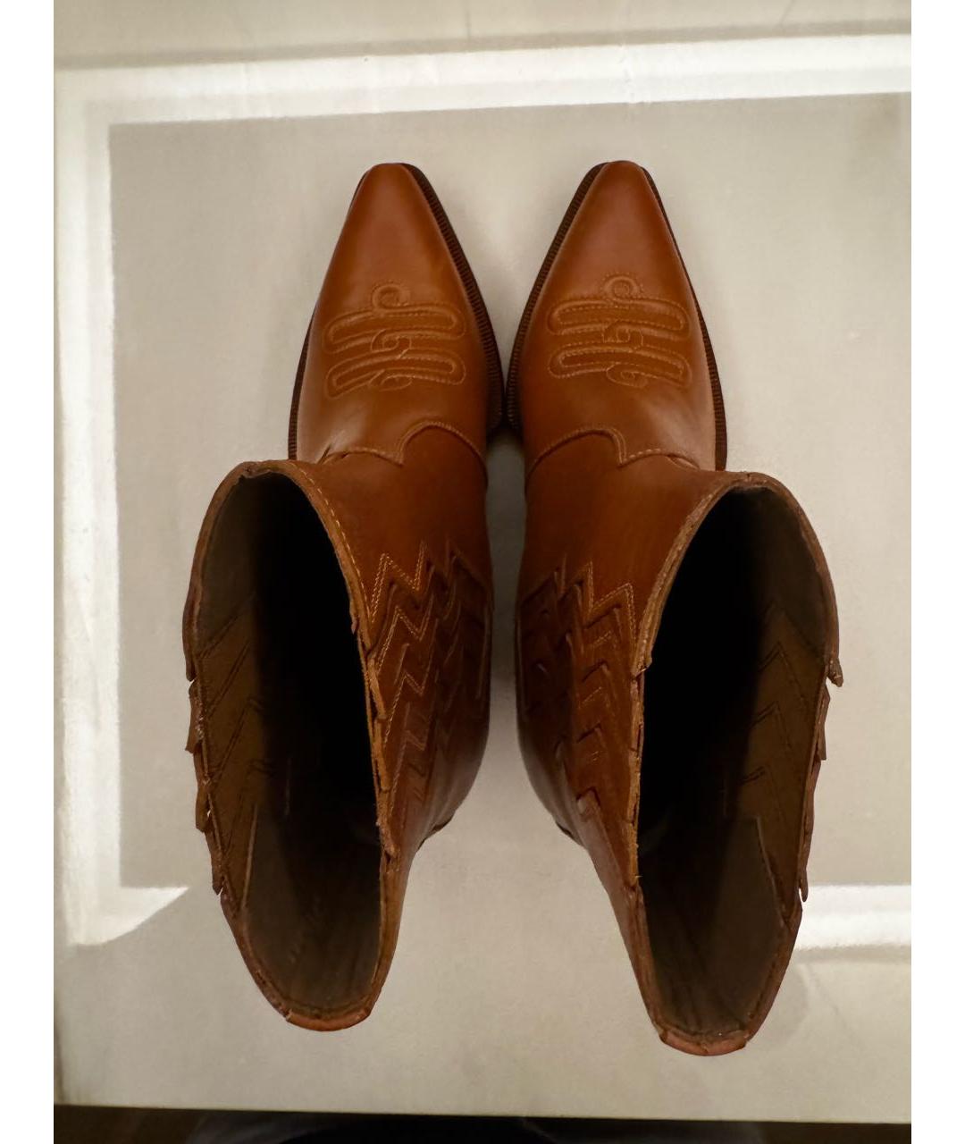 HERMES Бежевые кожаные ботильоны, фото 4