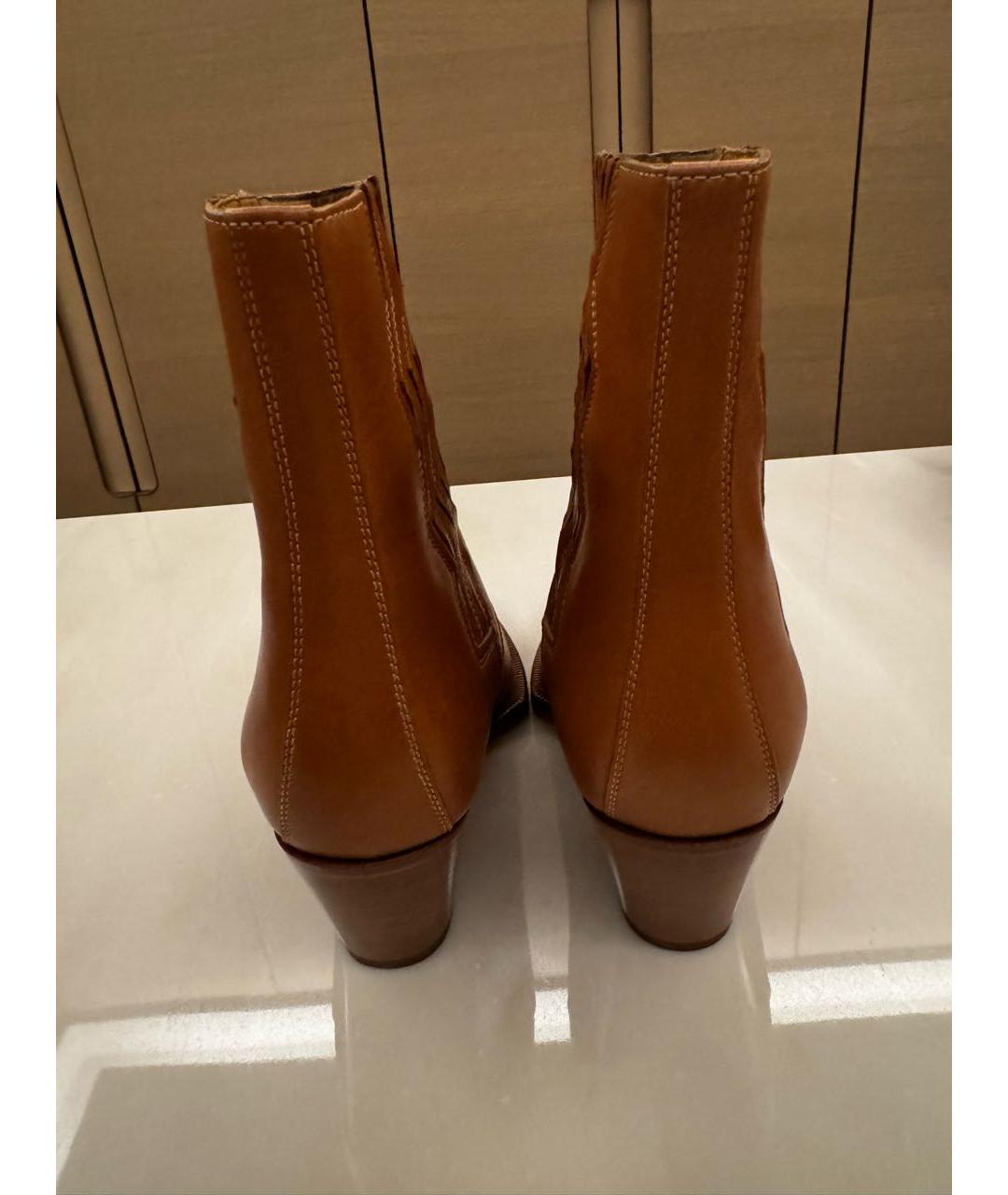 HERMES Бежевые кожаные ботильоны, фото 3
