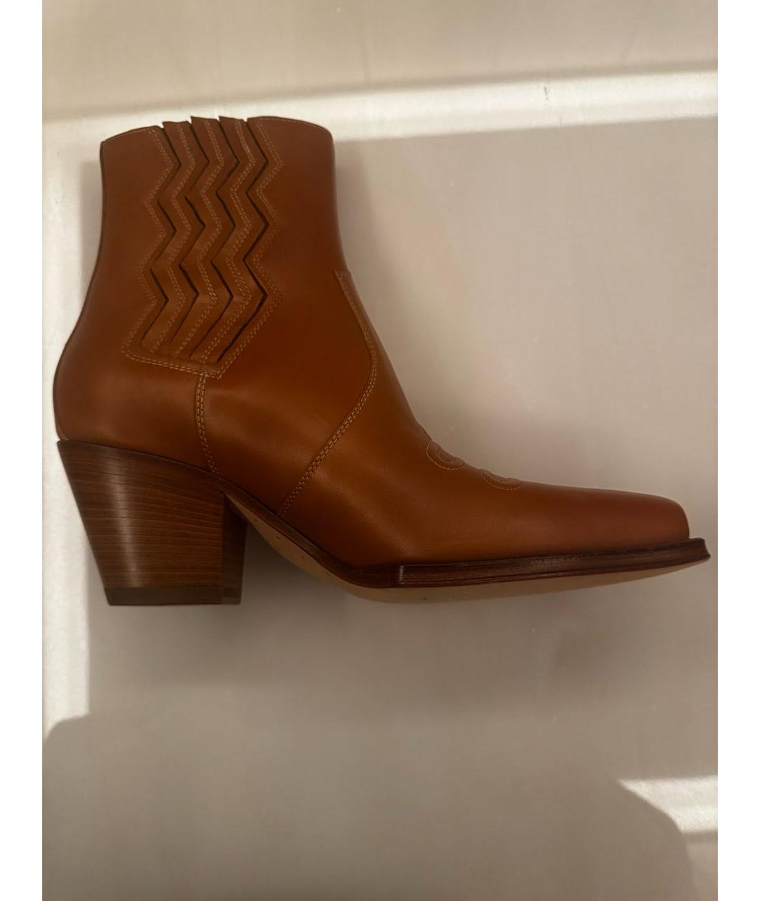 HERMES Бежевые кожаные ботильоны, фото 6