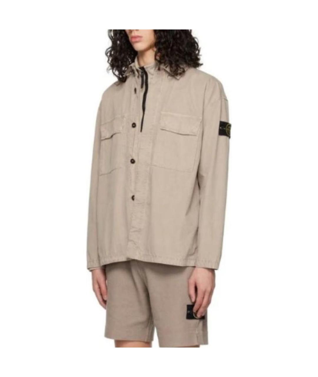 STONE ISLAND Бежевая хлопковая куртка, фото 3