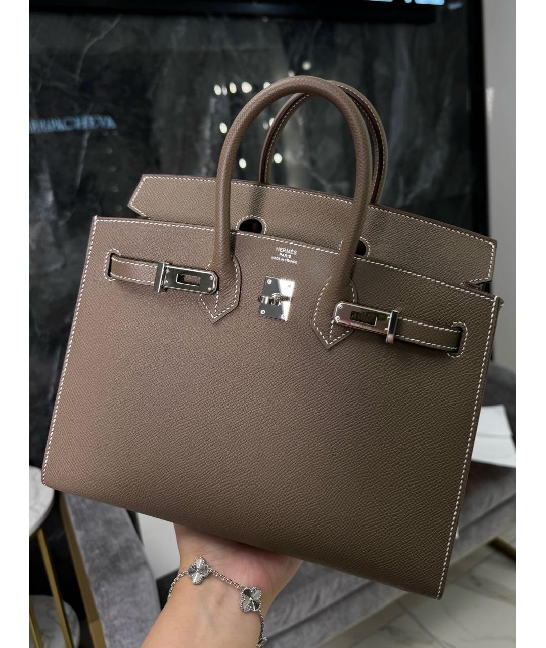 HERMES Бежевая кожаная сумка тоут, фото 5