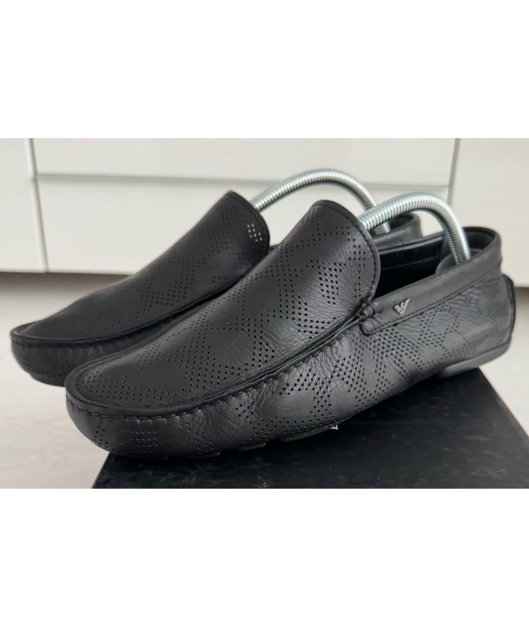 EMPORIO ARMANI Черные кожаные мокасины, фото 2