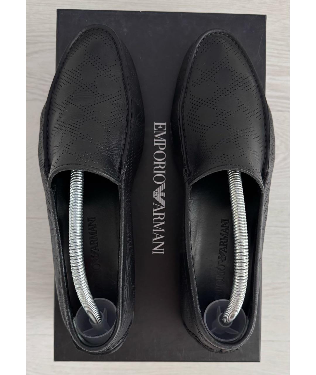 EMPORIO ARMANI Черные кожаные мокасины, фото 3