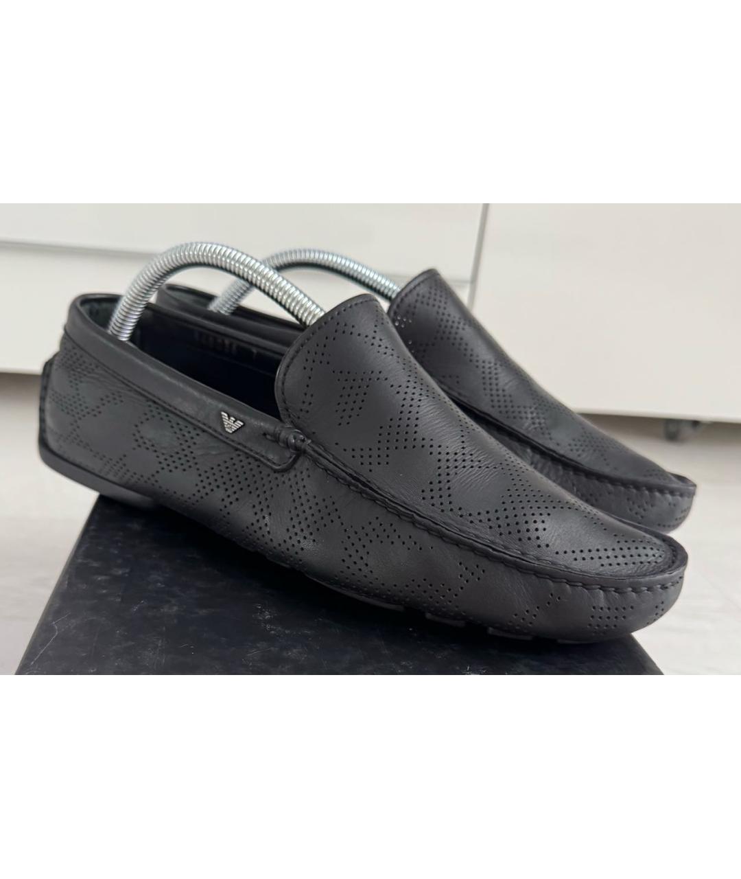 EMPORIO ARMANI Черные кожаные мокасины, фото 9