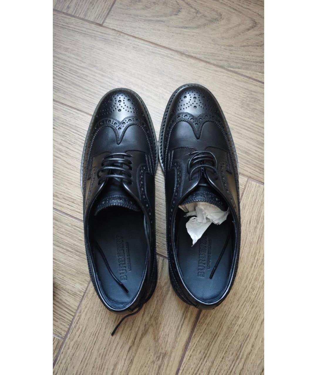 BURBERRY Черные кожаные низкие ботинки, фото 3