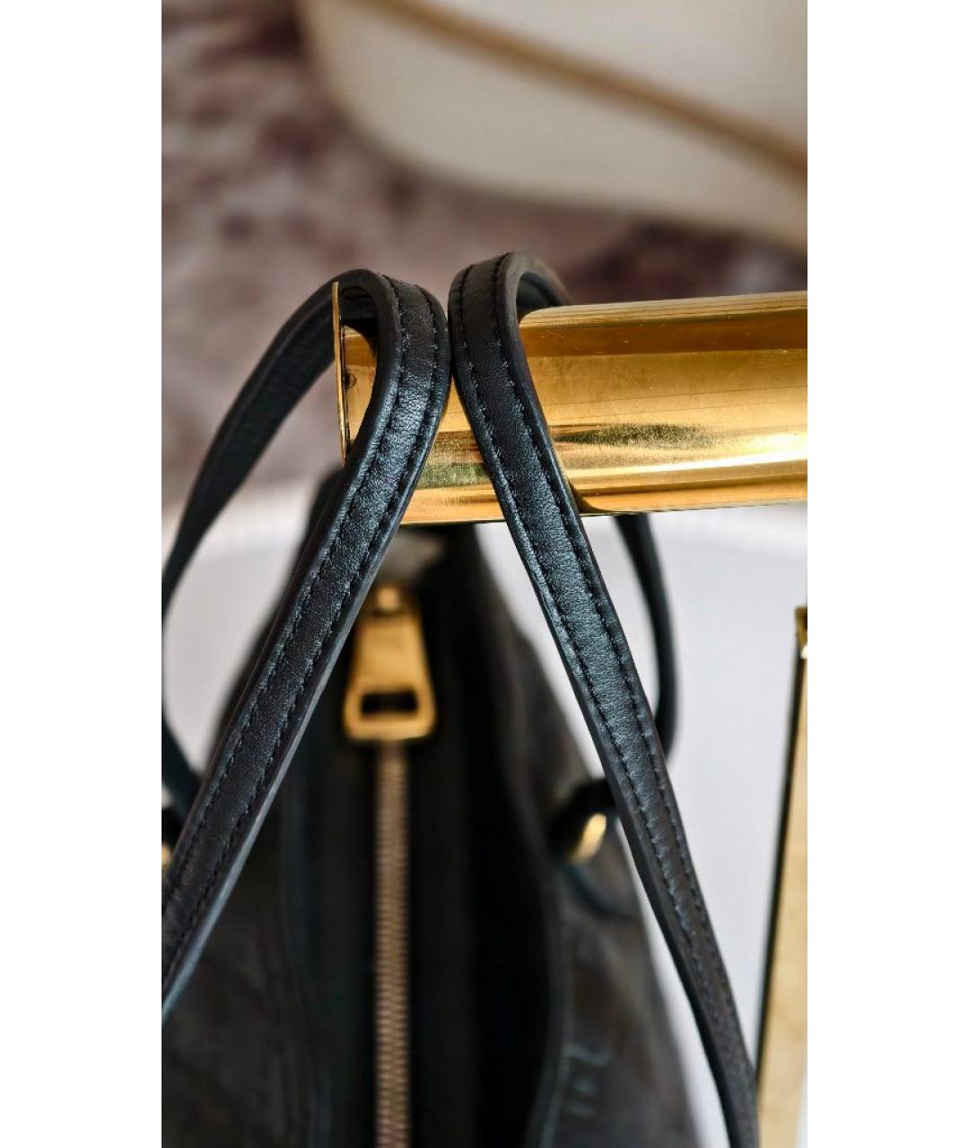 GUCCI Черная кожаная сумка тоут, фото 9