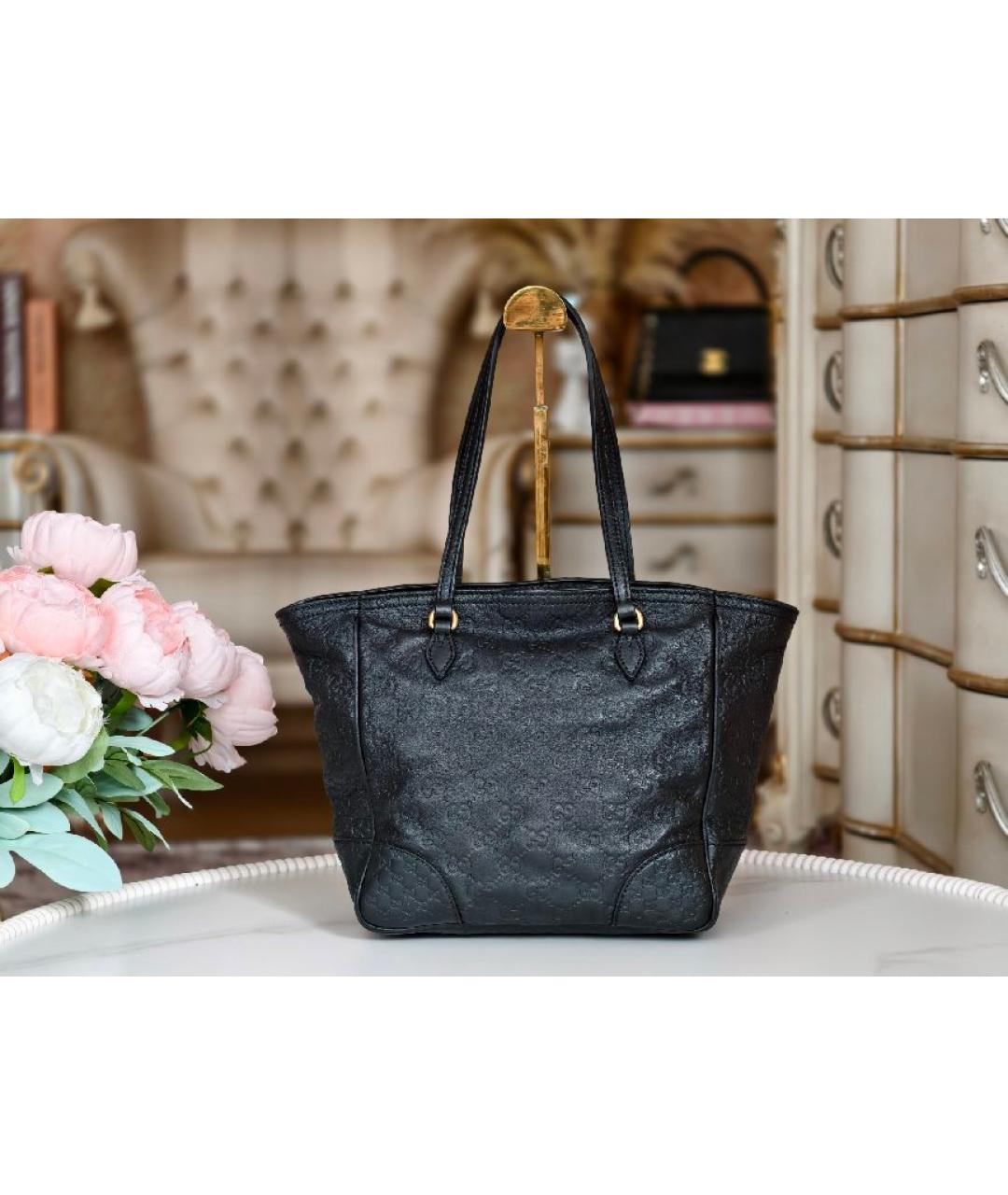GUCCI Черная кожаная сумка тоут, фото 3