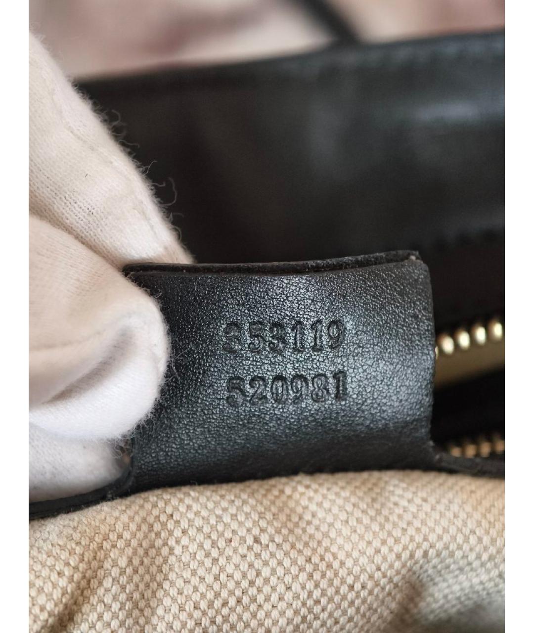 GUCCI Черная кожаная сумка тоут, фото 7