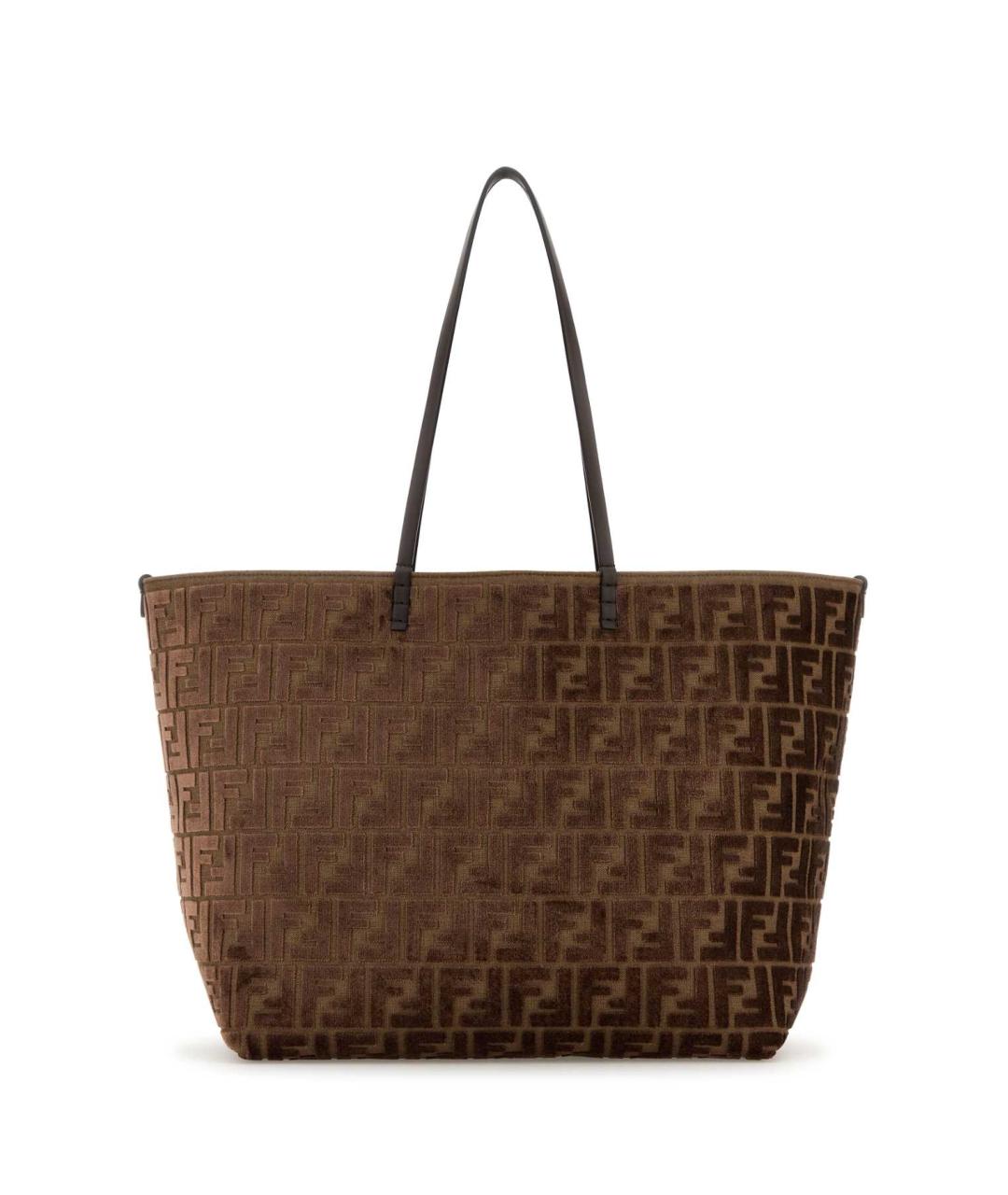FENDI Коричневая жаккардовая сумка тоут, фото 1