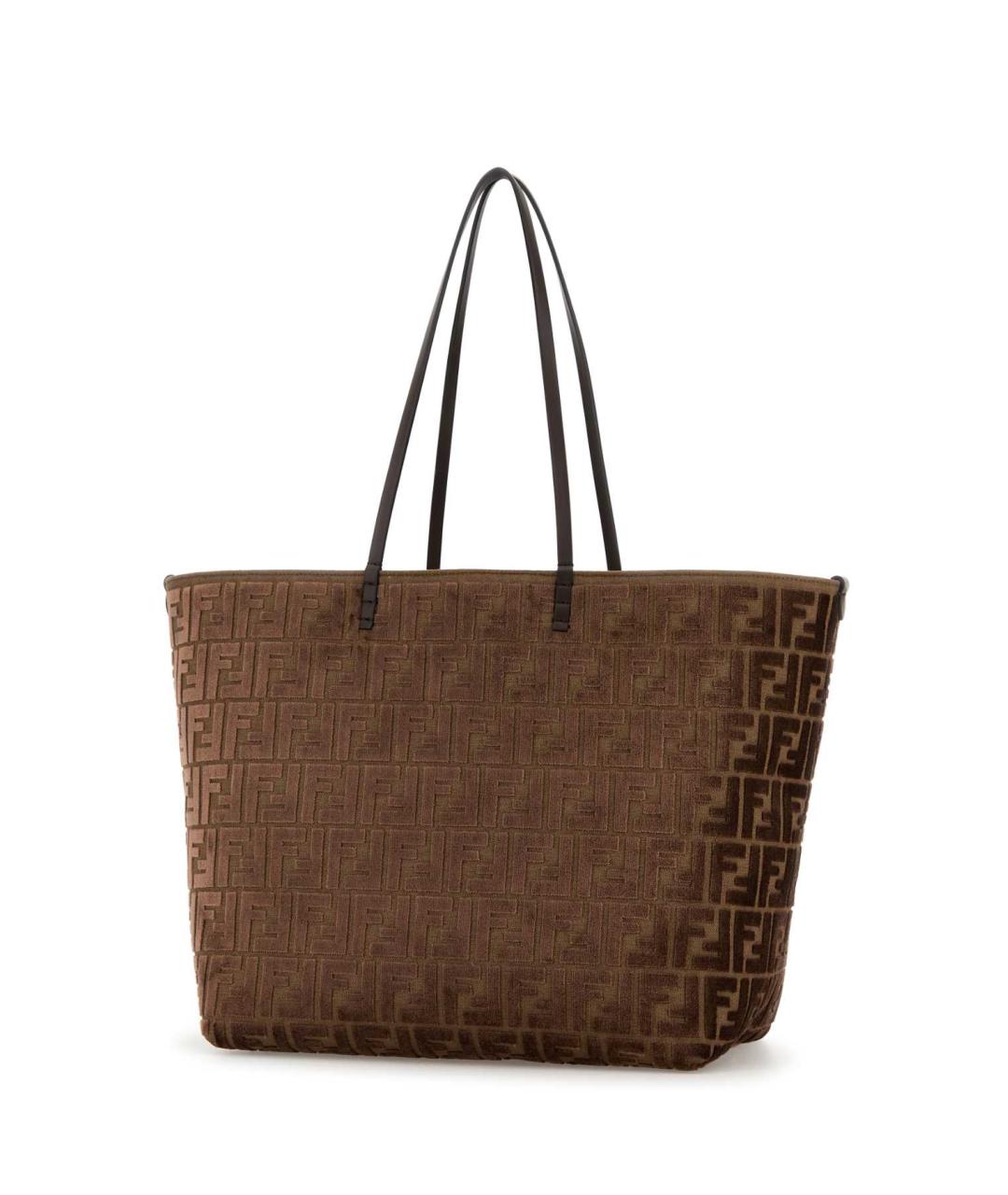 FENDI Коричневая жаккардовая сумка тоут, фото 2
