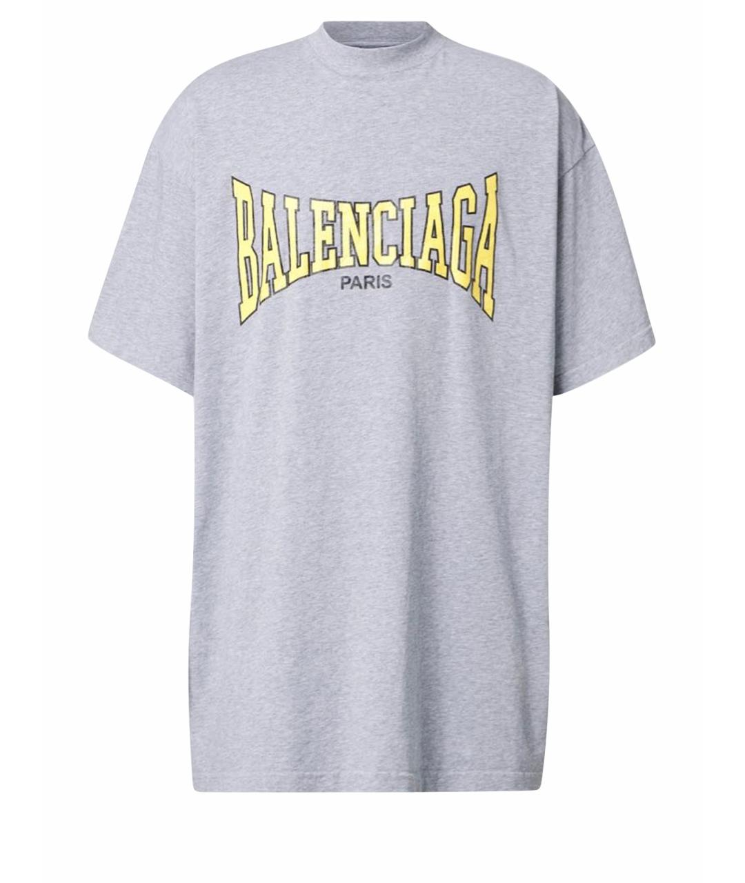 BALENCIAGA Серая хлопковая футболка, фото 1