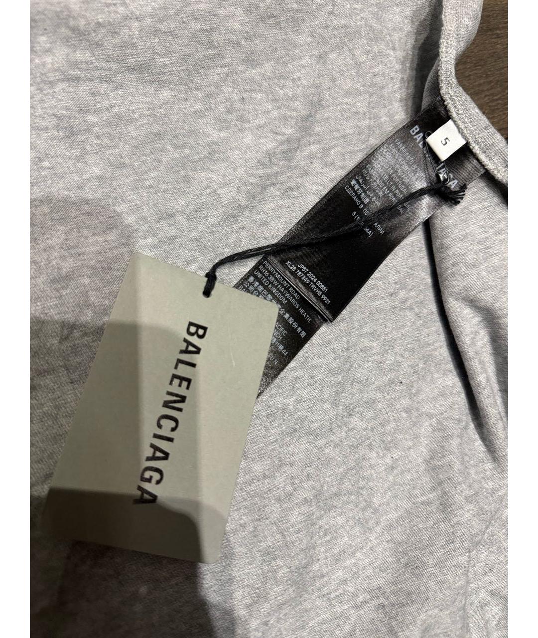 BALENCIAGA Серая хлопковая футболка, фото 3