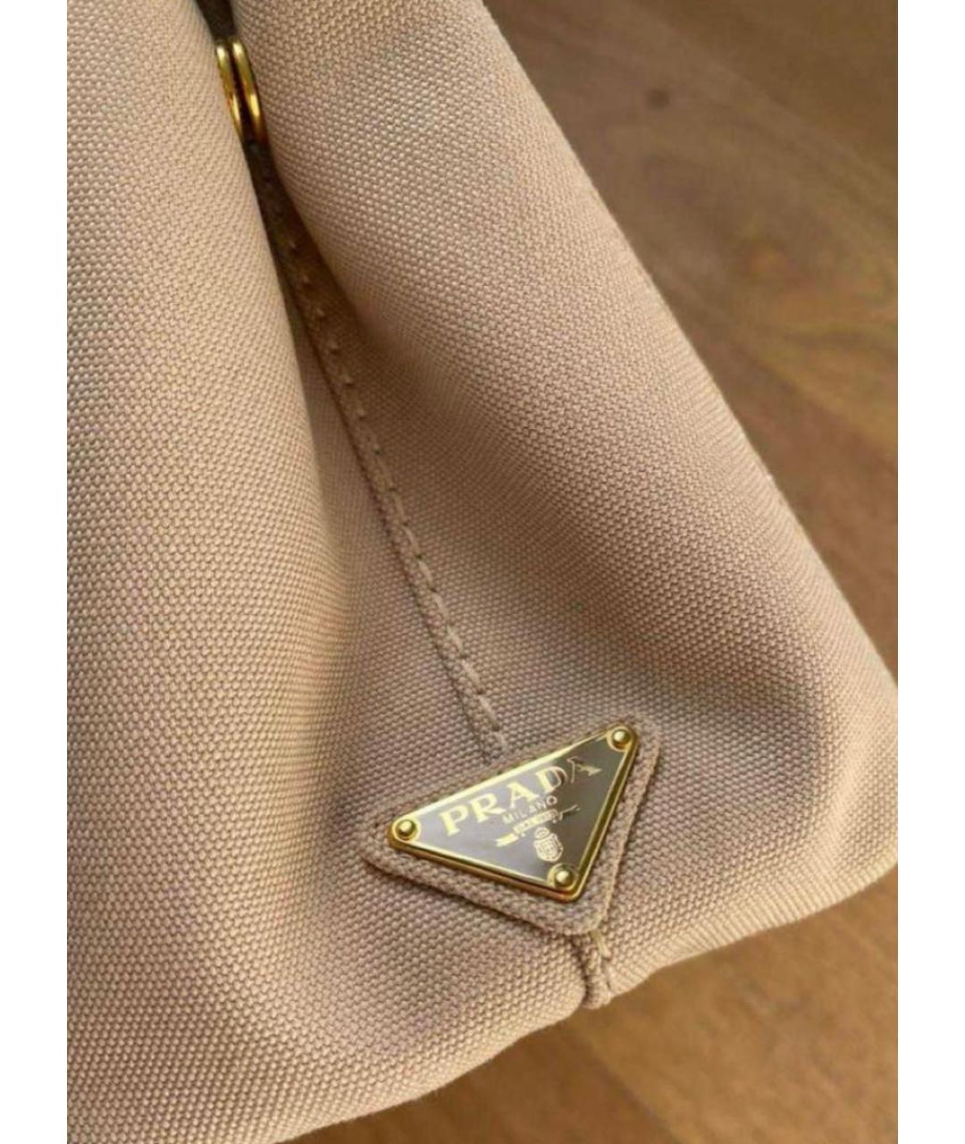 PRADA Бежевая тканевая сумка тоут, фото 2