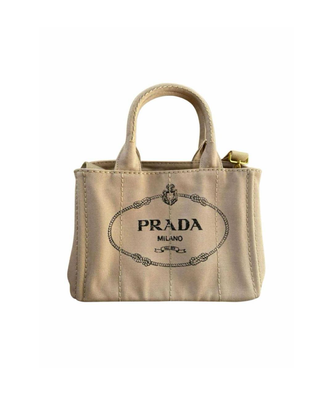PRADA Бежевая тканевая сумка тоут, фото 1