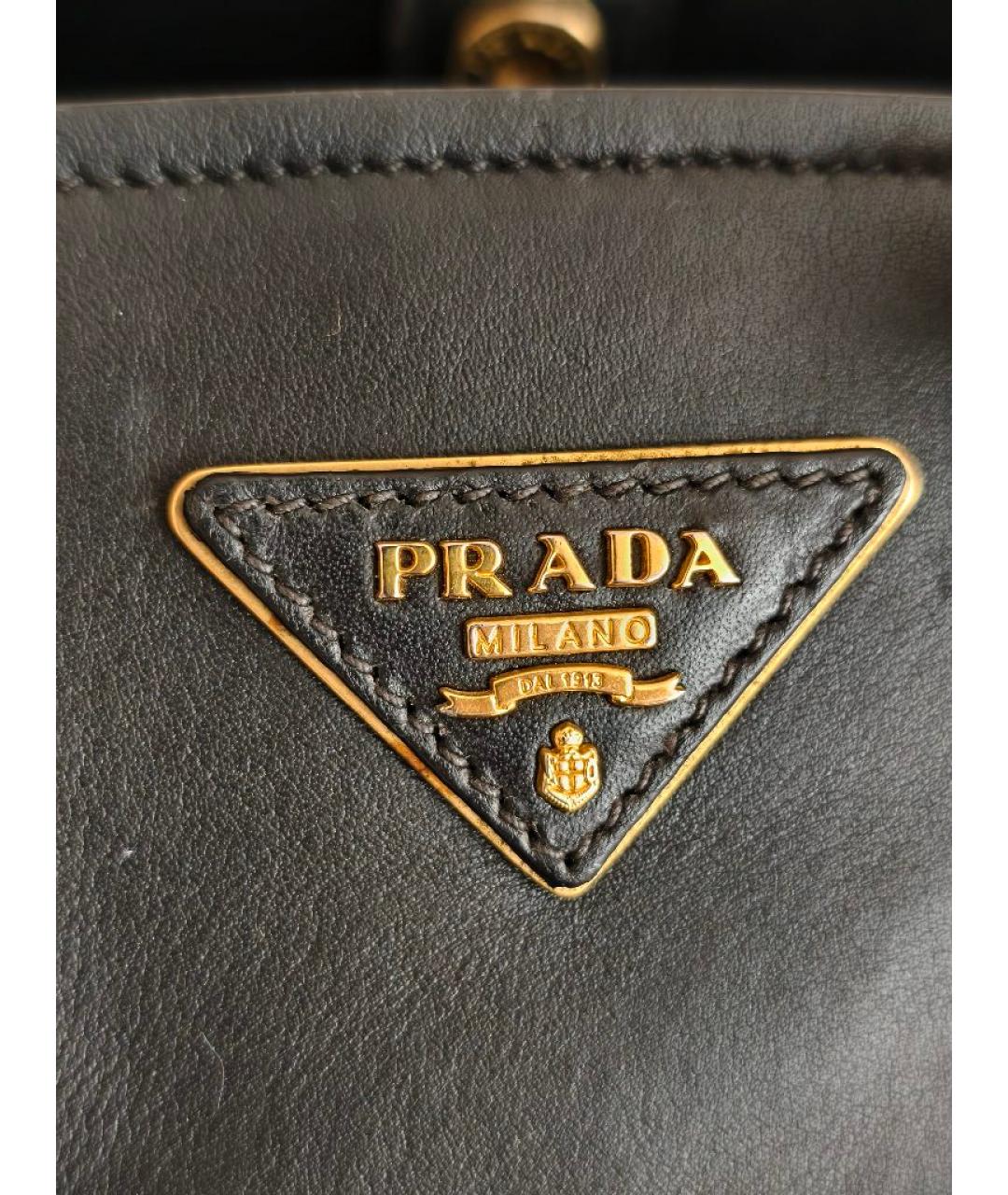 PRADA Черная кожаная сумка тоут, фото 8