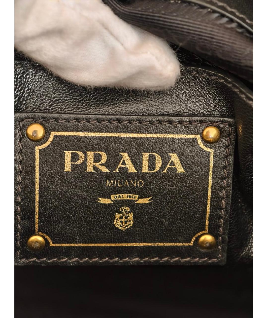 PRADA Черная кожаная сумка тоут, фото 7