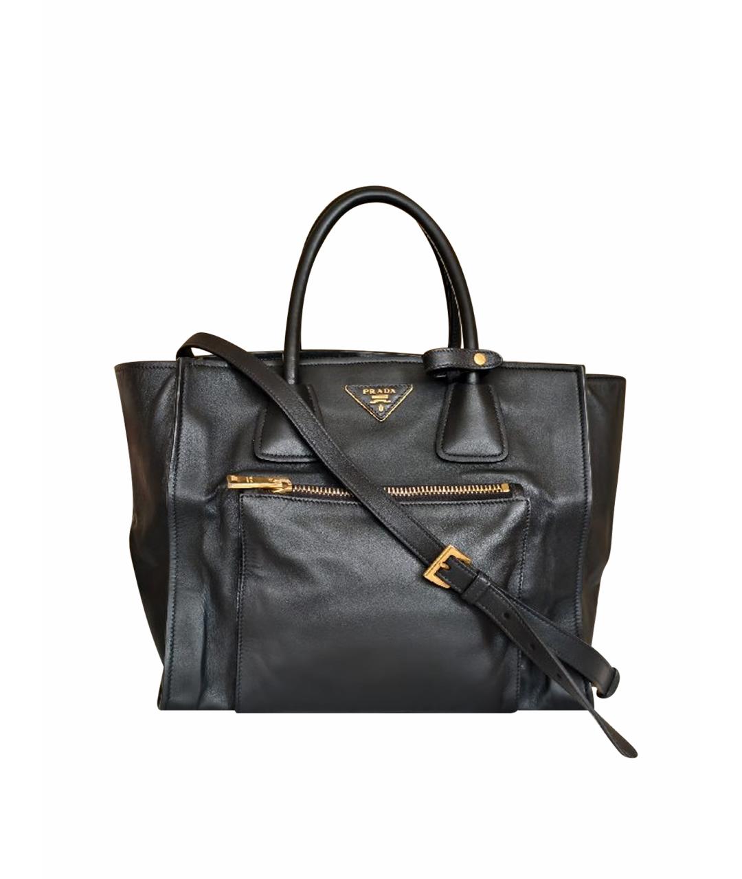 PRADA Черная кожаная сумка тоут, фото 1