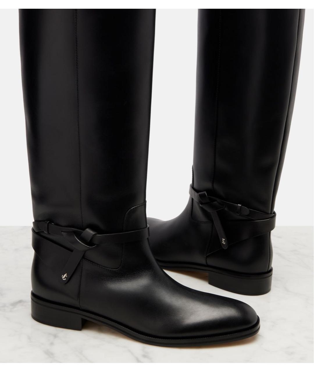 JIMMY CHOO Черные кожаные сапоги, фото 3