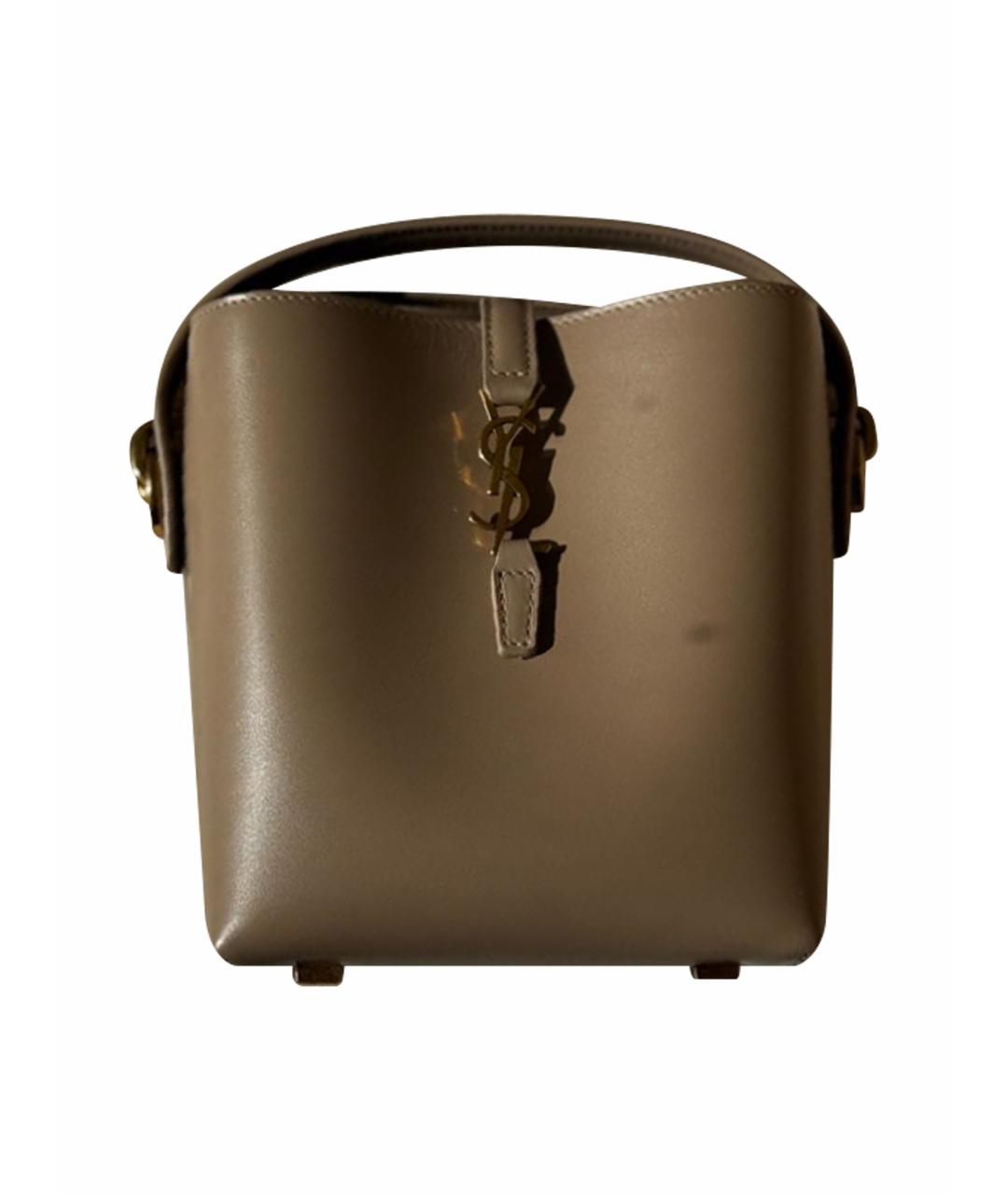 SAINT LAURENT Бежевая кожаная сумка с короткими ручками, фото 1