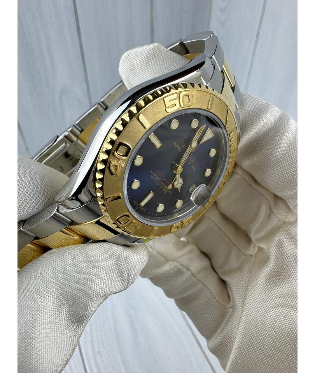 ROLEX Темно-синие часы из желтого золота, фото 5
