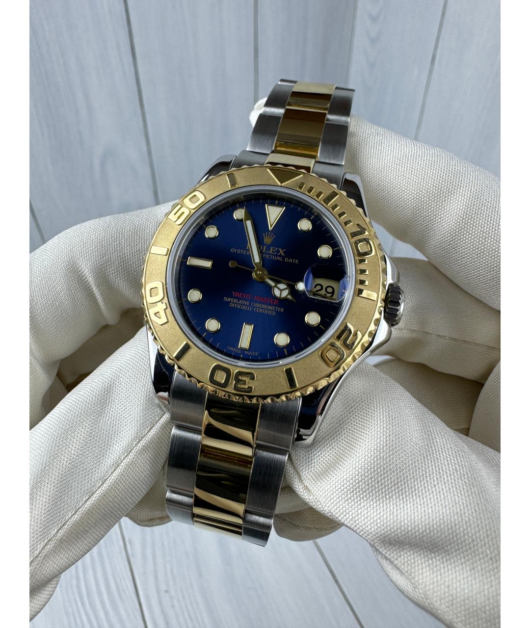 ROLEX Темно-синие часы из желтого золота, фото 3