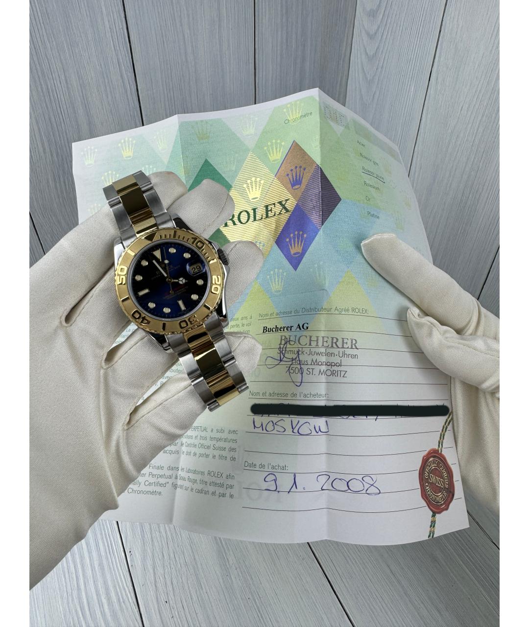 ROLEX Темно-синие часы из желтого золота, фото 2