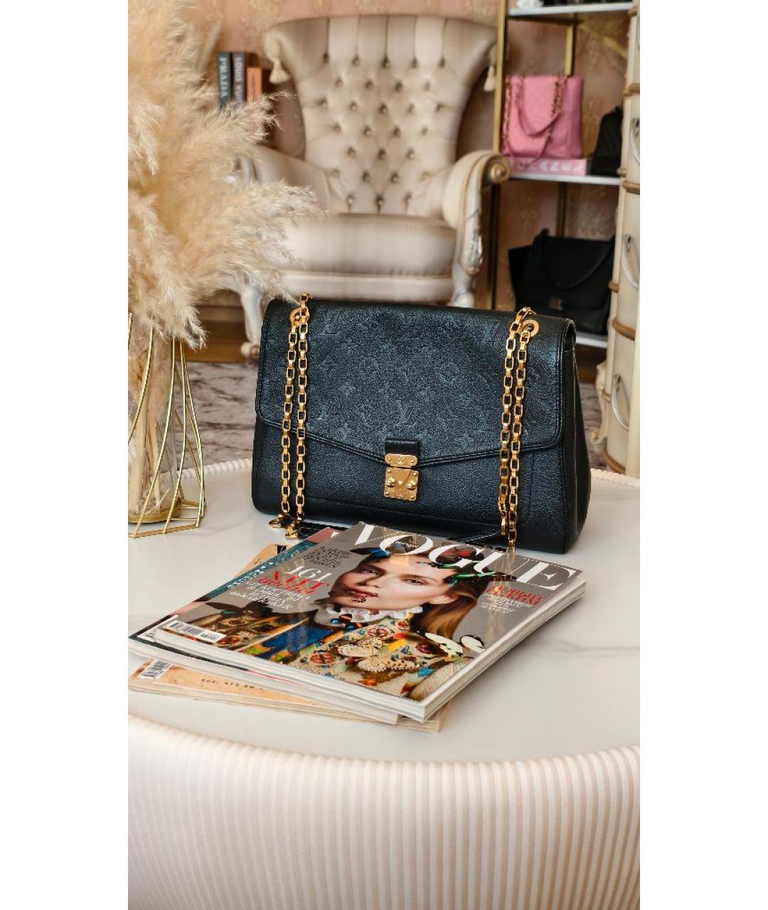 LOUIS VUITTON Черная кожаная сумка через плечо, фото 2