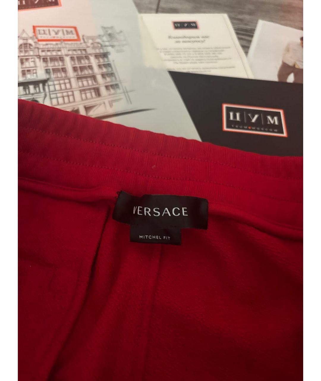 VERSACE Красные хлопковые повседневные брюки, фото 6