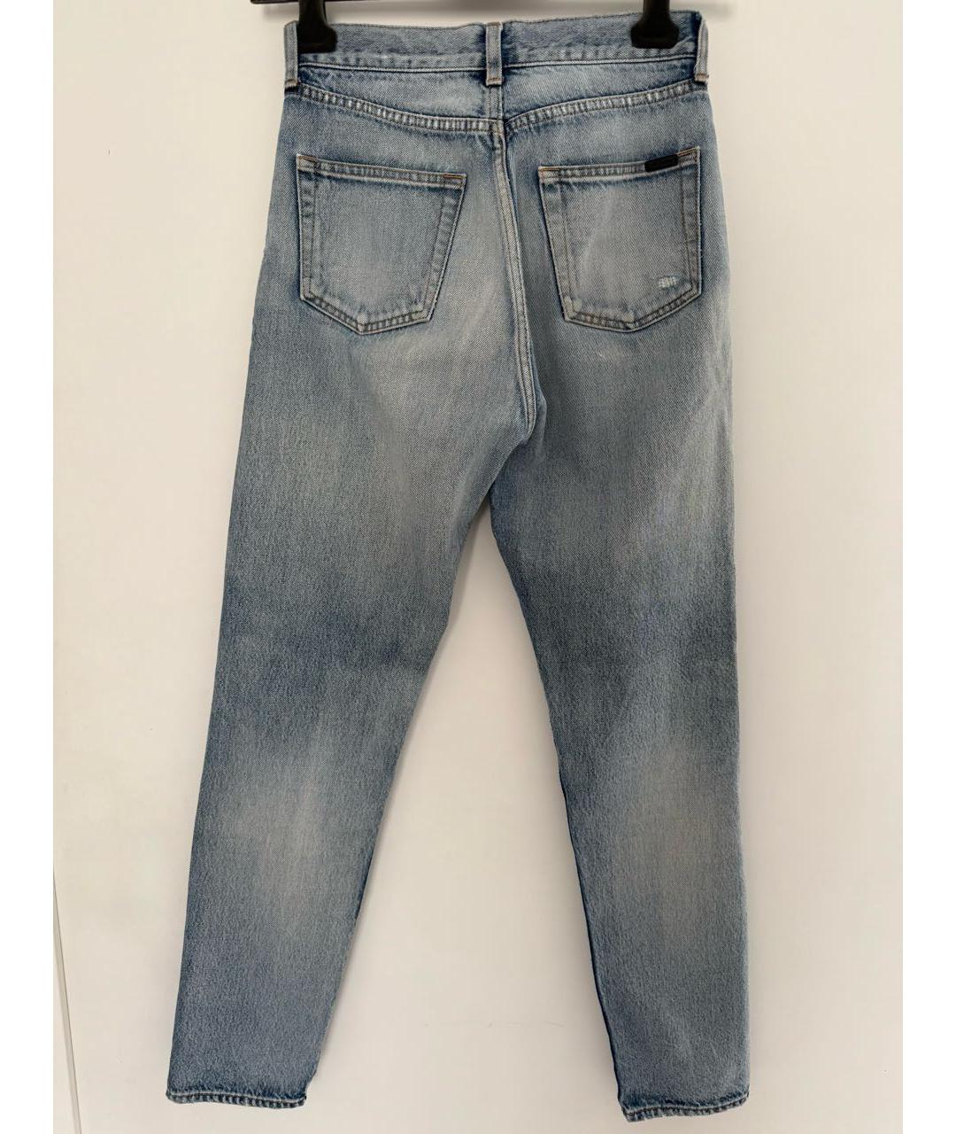 SAINT LAURENT Голубые хлопковые прямые джинсы, фото 2