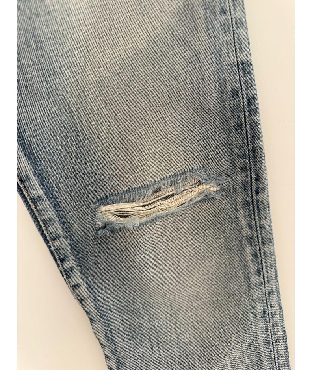 SAINT LAURENT Голубые хлопковые прямые джинсы, фото 8