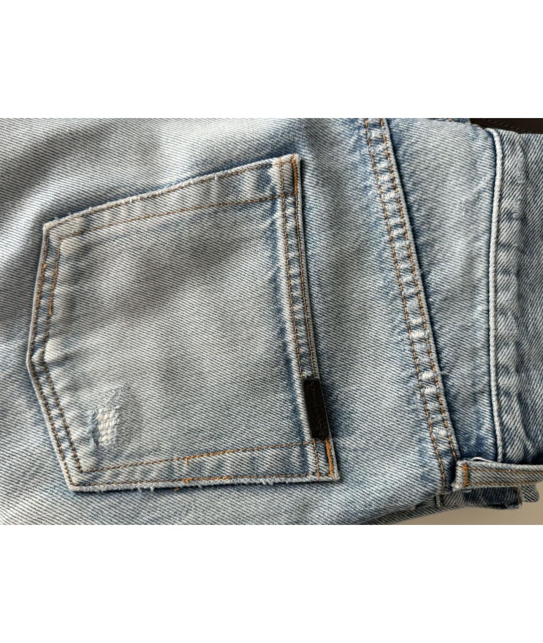 SAINT LAURENT Голубые хлопковые прямые джинсы, фото 5