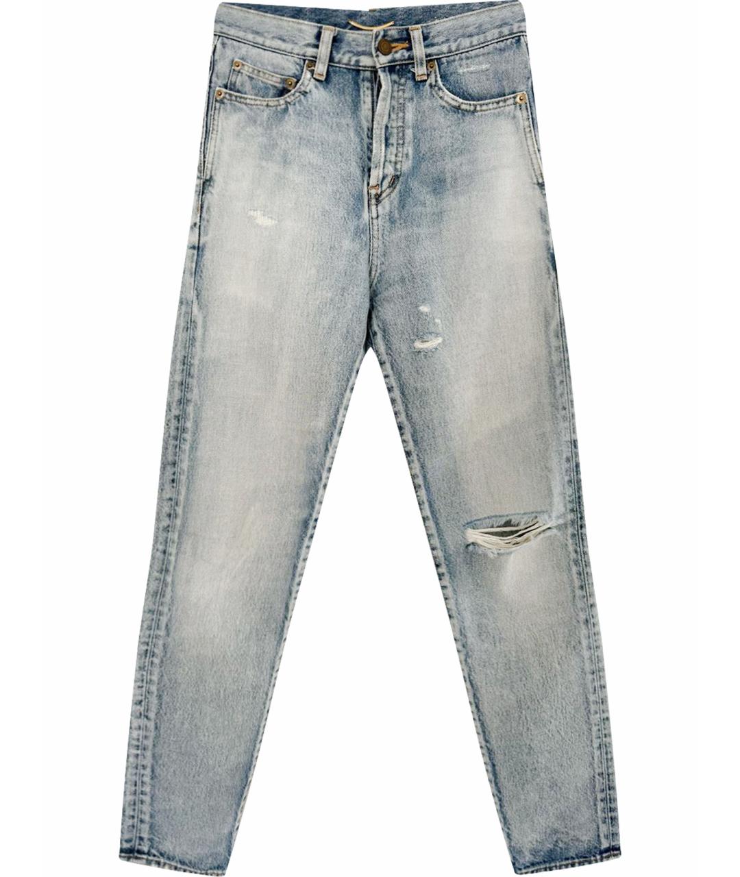SAINT LAURENT Голубые хлопковые прямые джинсы, фото 1