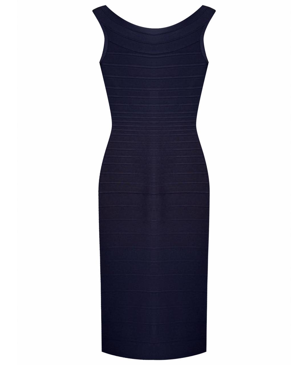 HERVE LEGER Темно-синее хлопковое коктейльное платье, фото 1