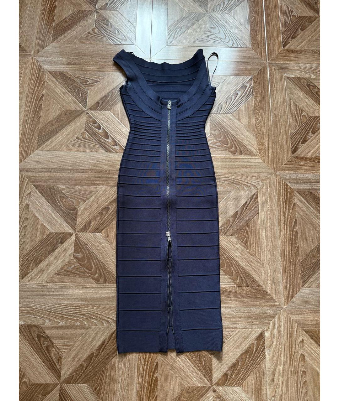 HERVE LEGER Темно-синее хлопковое коктейльное платье, фото 2
