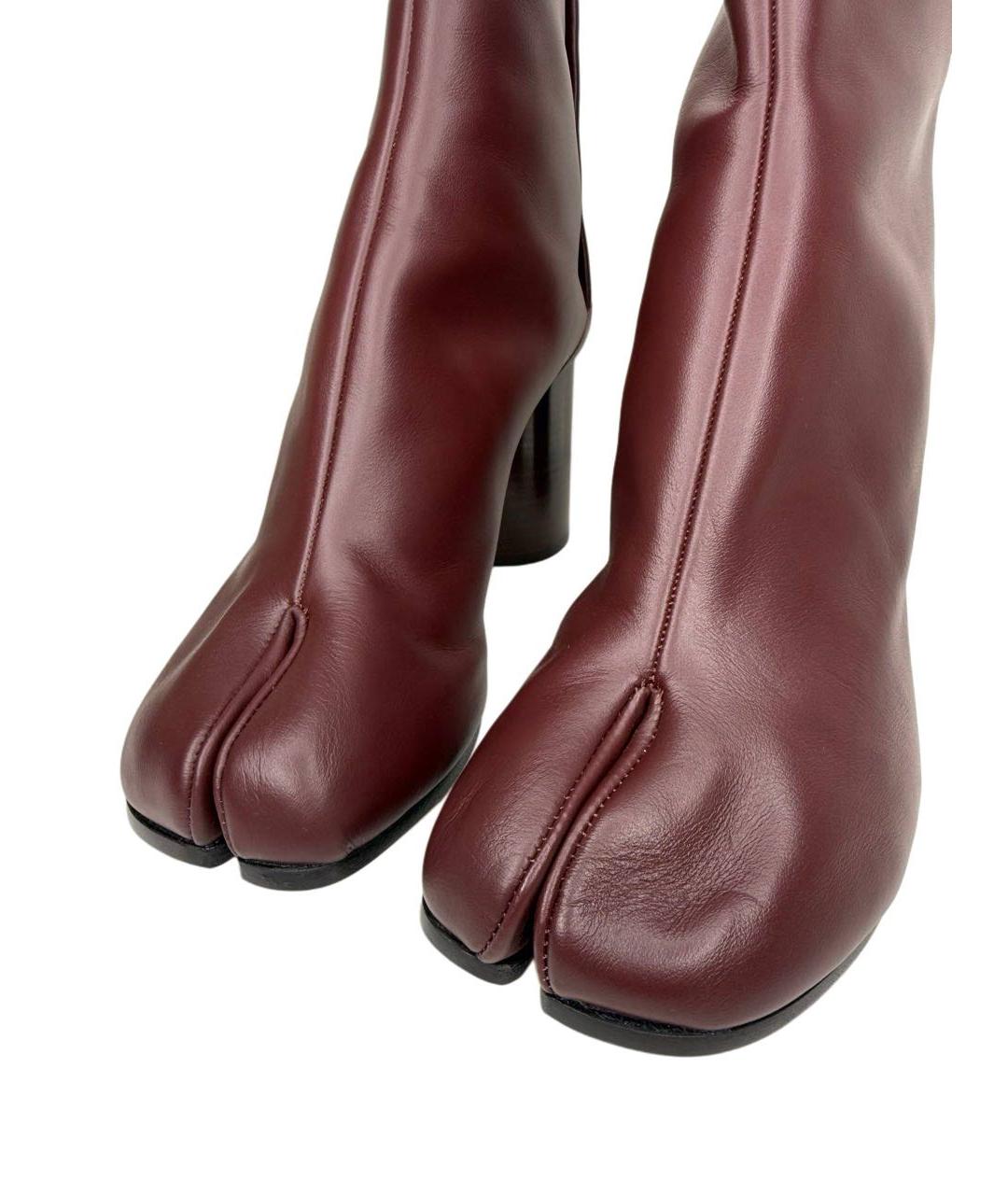 MAISON MARGIELA Бордовые кожаные ботильоны, фото 4