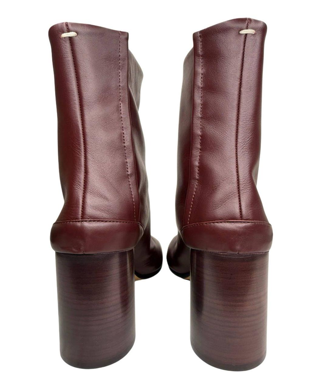 MAISON MARGIELA Бордовые кожаные ботильоны, фото 6