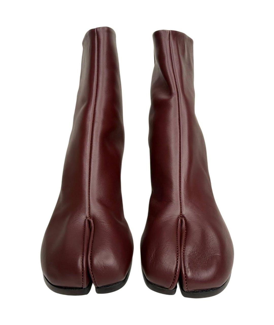 MAISON MARGIELA Бордовые кожаные ботильоны, фото 3