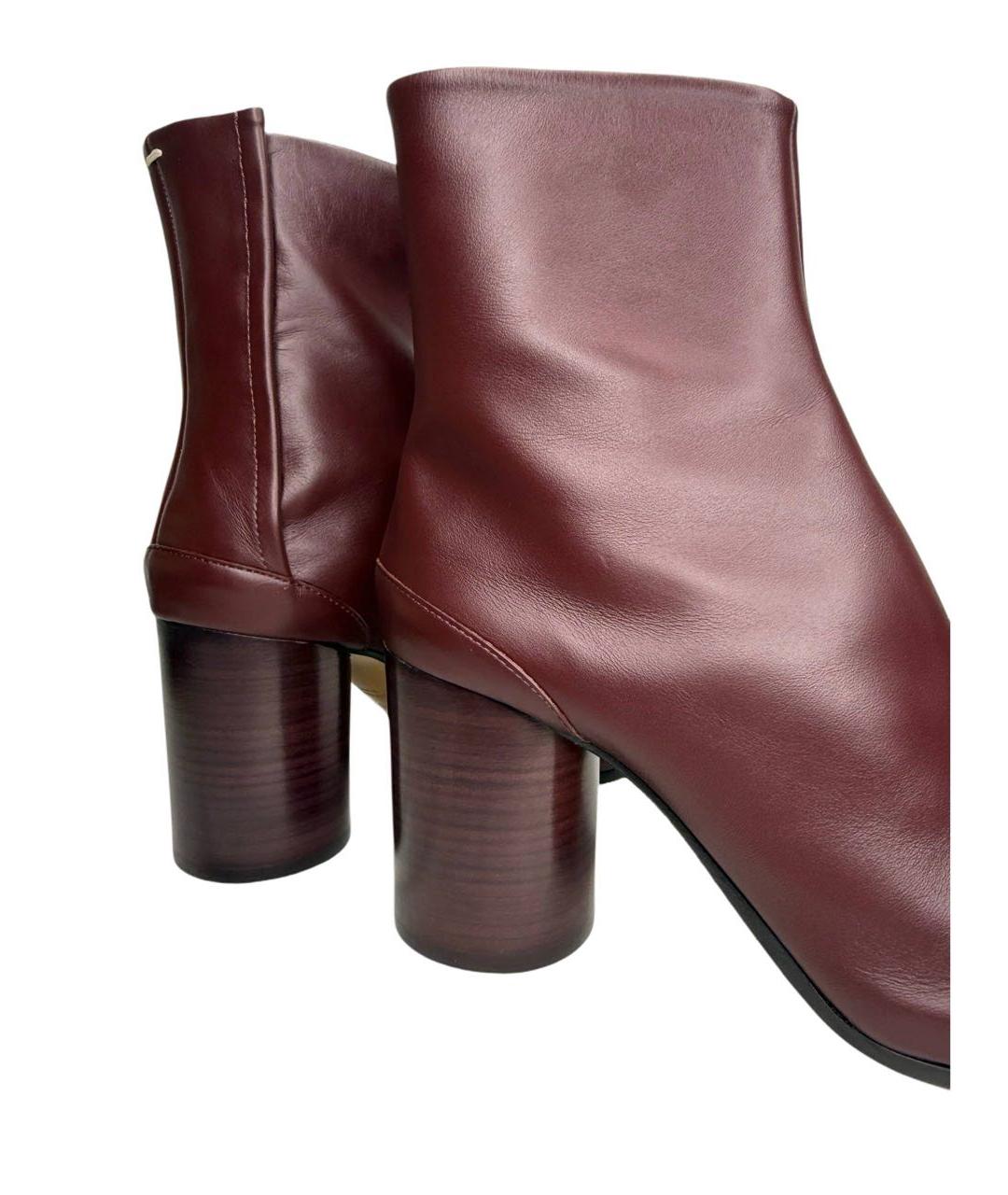 MAISON MARGIELA Бордовые кожаные ботильоны, фото 5