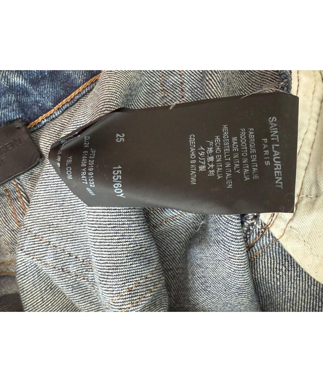 SAINT LAURENT Синие хлопковые джинсы слим, фото 5