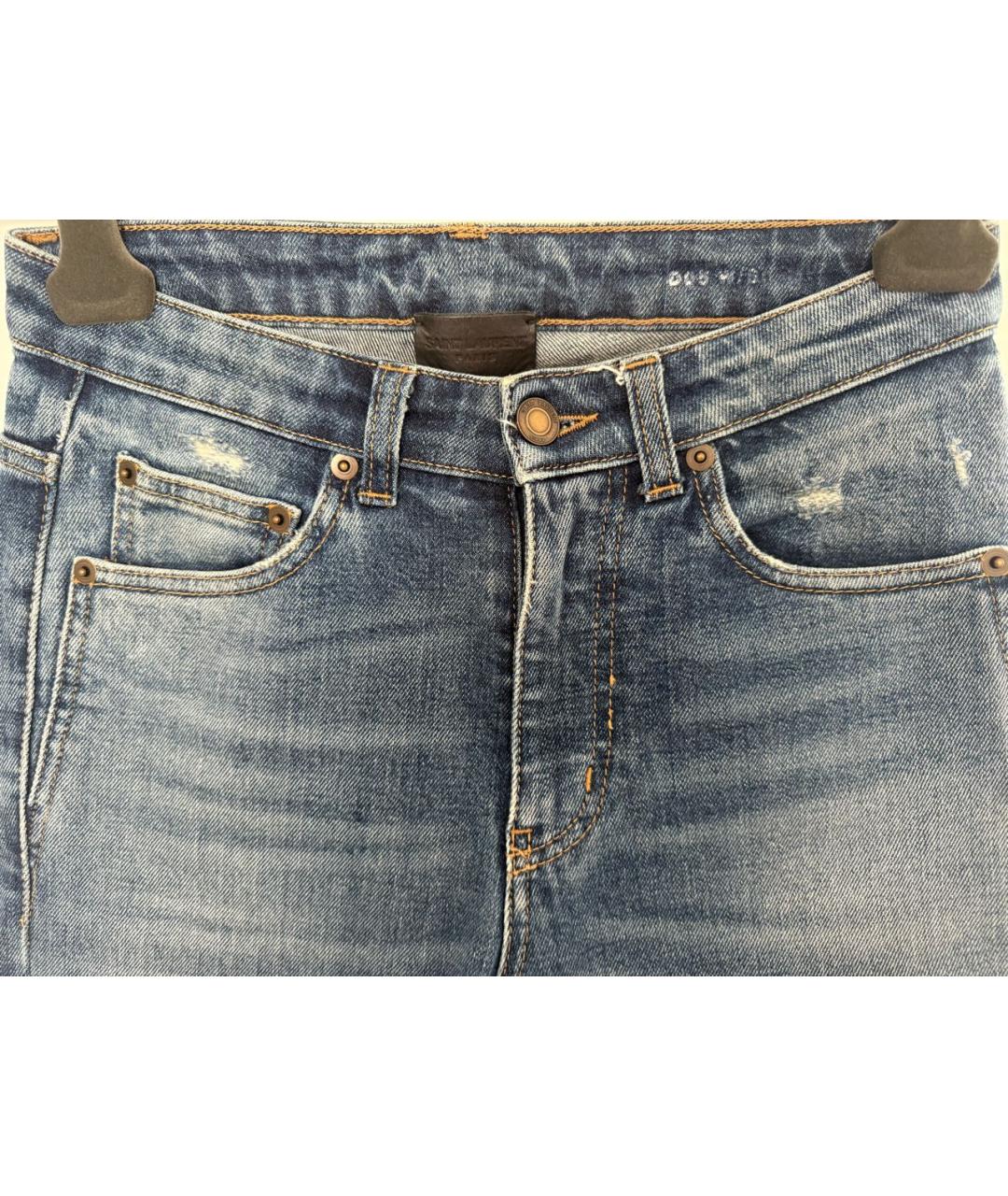 SAINT LAURENT Синие хлопковые джинсы слим, фото 3