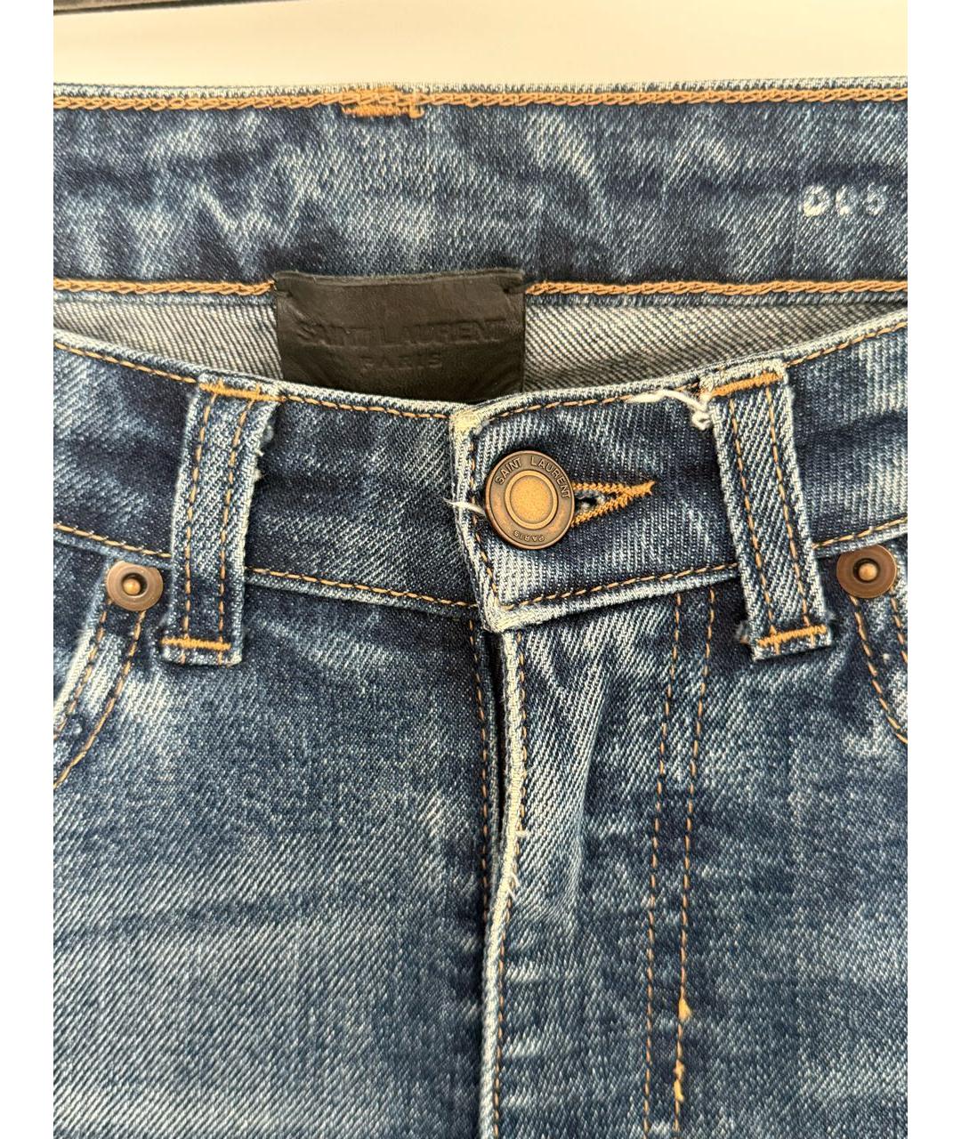 SAINT LAURENT Синие хлопковые джинсы слим, фото 4