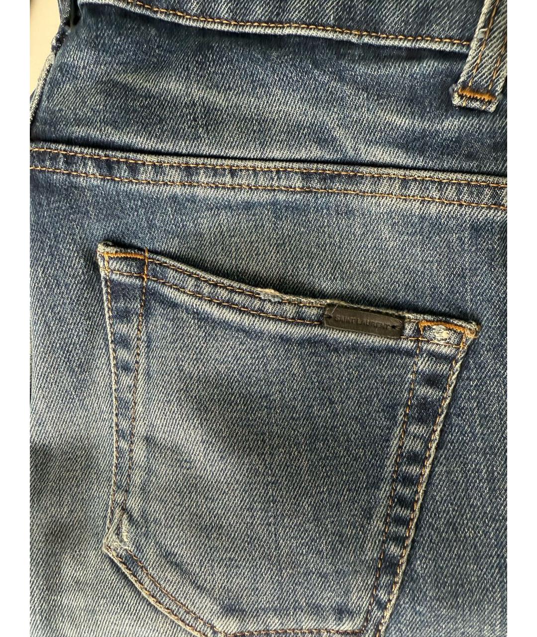 SAINT LAURENT Синие хлопковые джинсы слим, фото 8