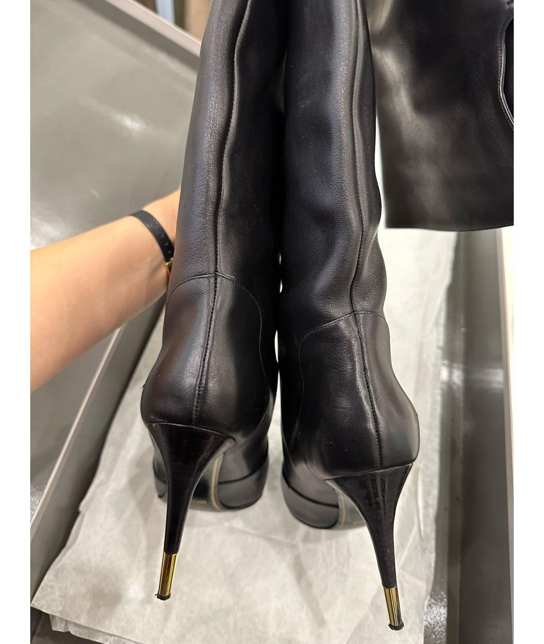 TOM FORD Черные кожаные ботфорты, фото 3