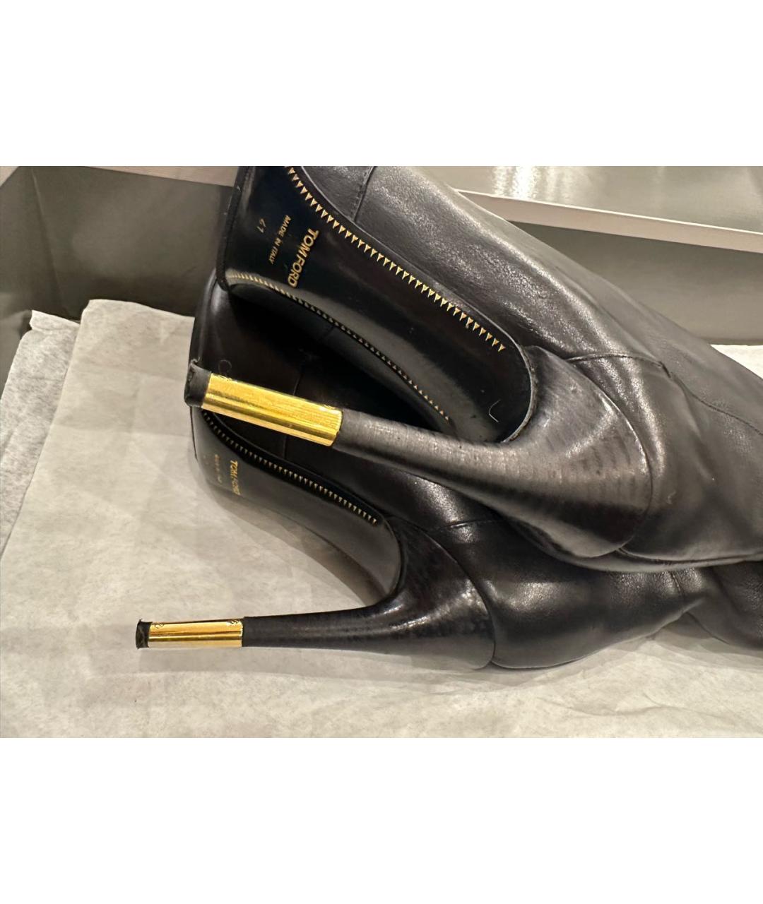 TOM FORD Черные кожаные ботфорты, фото 4